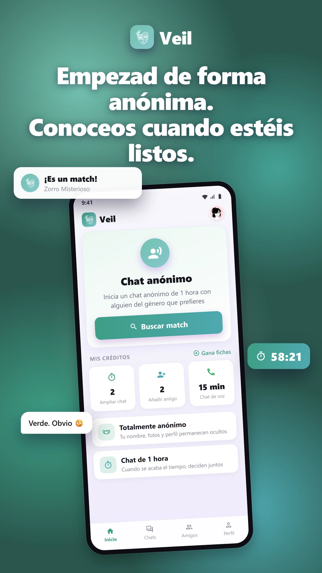 Veil: Chat Anónimo y Ligar