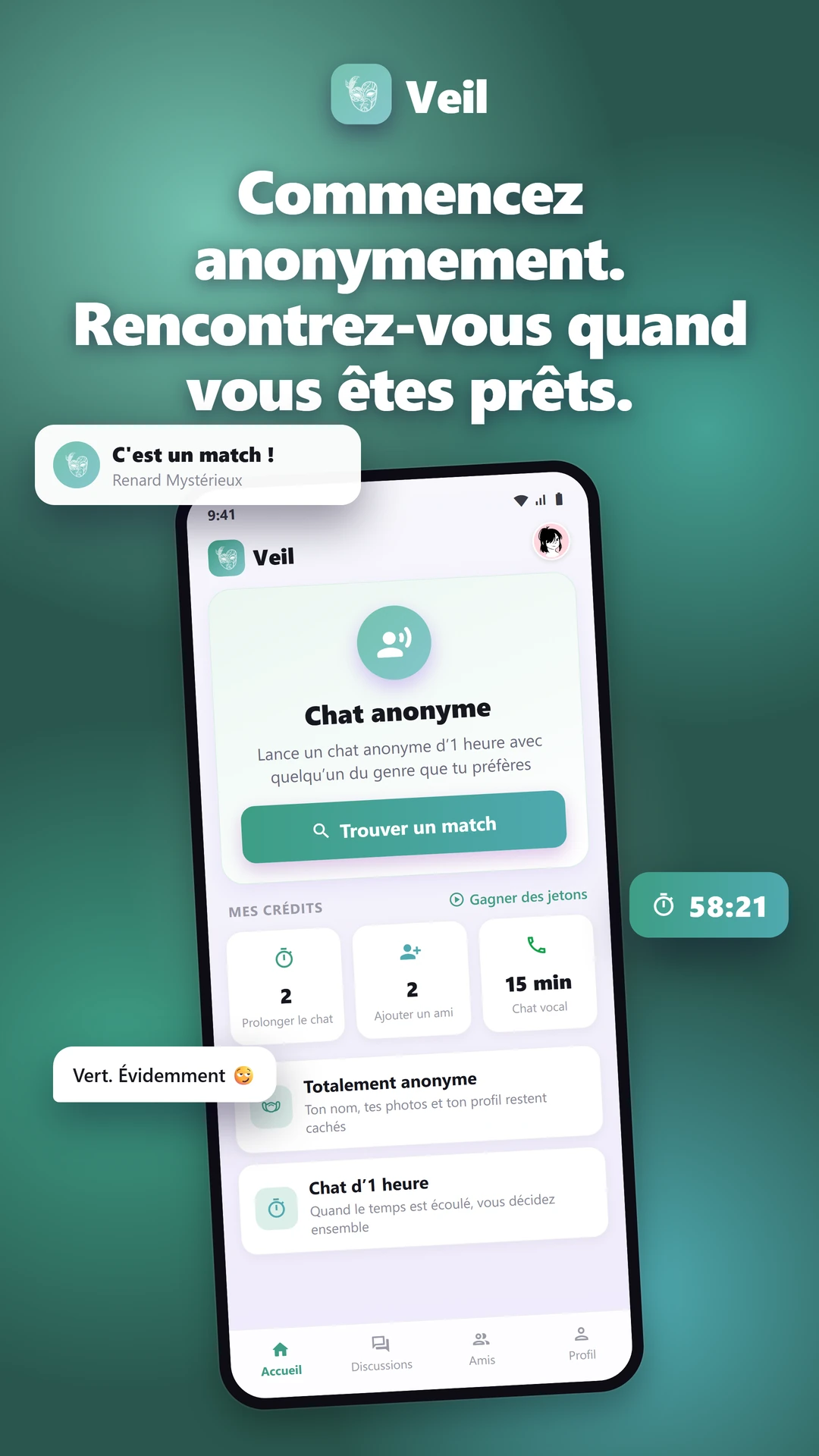 Veil: Chat Anonyme & Rencontre
